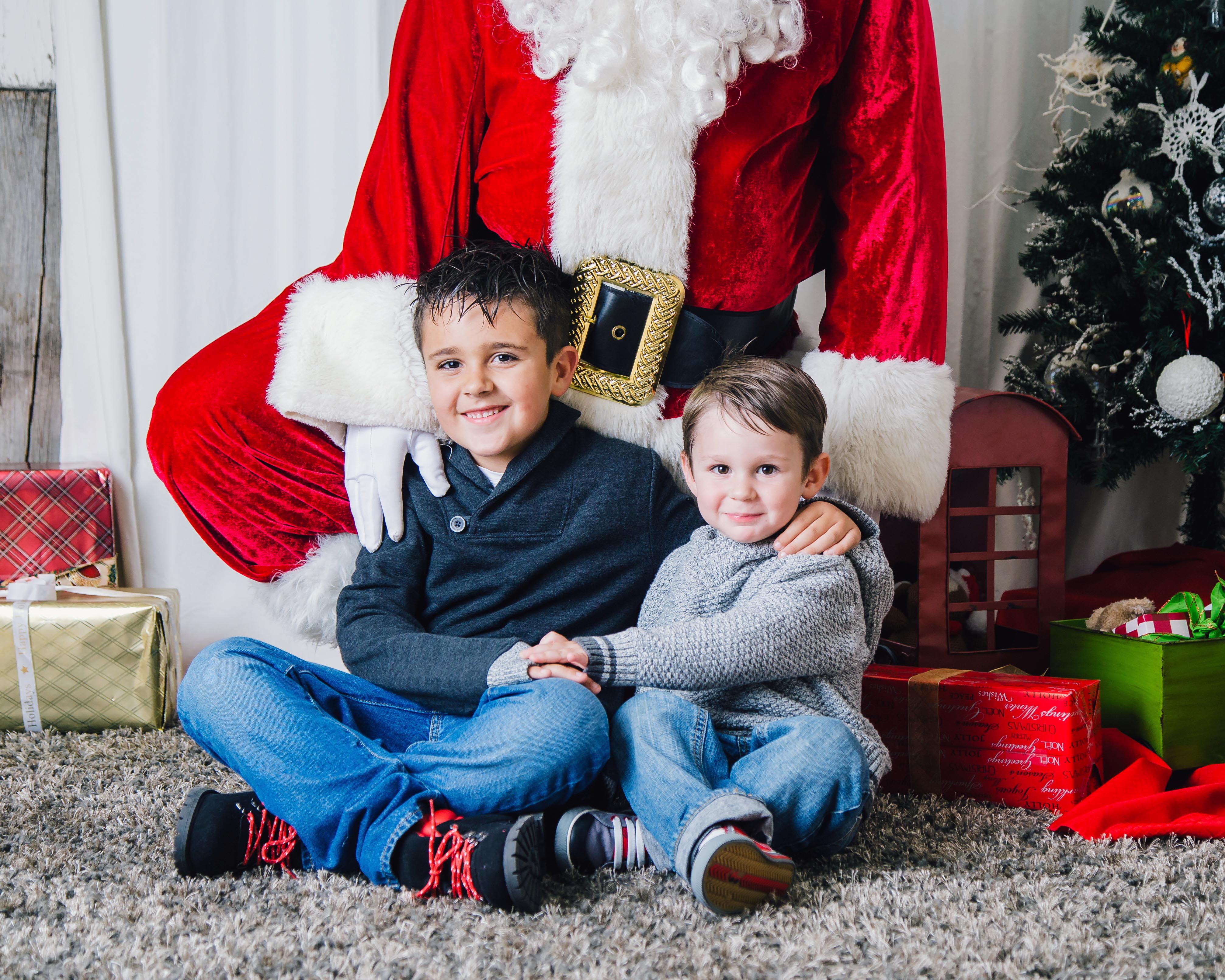 Levi and brother on Santa's lap