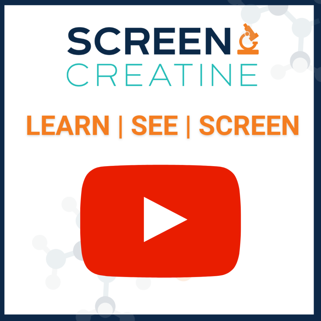 Big red play button. Text above says Screen Creatine Learn | See | Screen