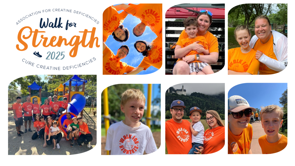 A series of photos of families at the Walk for Strength with the Walk for Strength logo